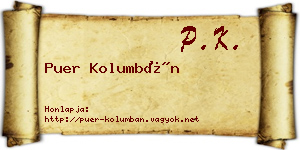 Puer Kolumbán névjegykártya